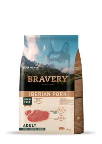 Bravery Iberian Pork Adult Large/Medium Breeds 4 kg kutyatáp