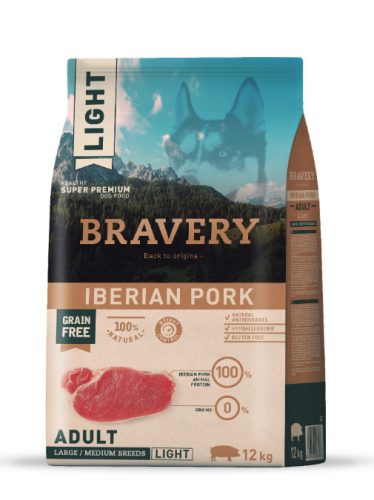 Bravery Iberian Pork LIGHT Adult Large/Medium Breeds 12 kg kutyatáp