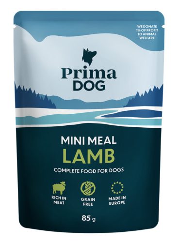 PrimaDog Mini Meal Bárány szószban Alutasakos nedves kutyatáp 85 g
