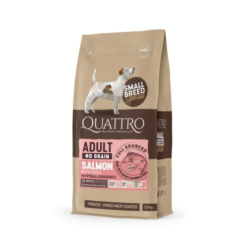 QUATTRO Hypoallergenic SMALL BREED ADULT SALMON & KRILL kutyatáp 1,5kg