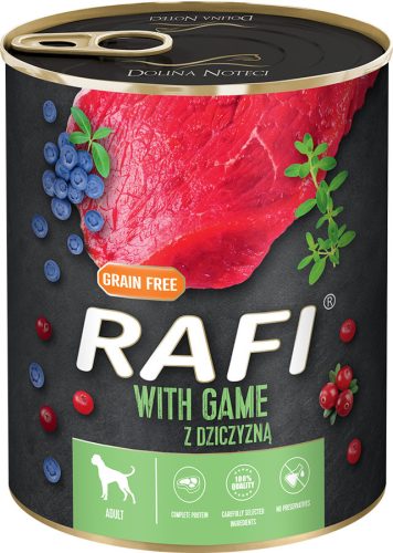 RAFI kutya pástétom vad, vörös- és kék áfonyával konzerv 800g