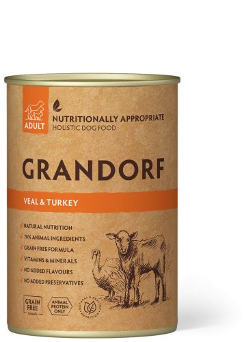 GRANDORF Veal and Sweet Potato Adult 400g konzerv kutyatáp