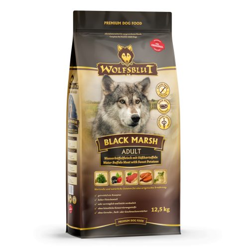 Wolfsblut Black Marsh Adult Vízibivaly Édesburgonyával száraz kutyatáp 12,5 kg